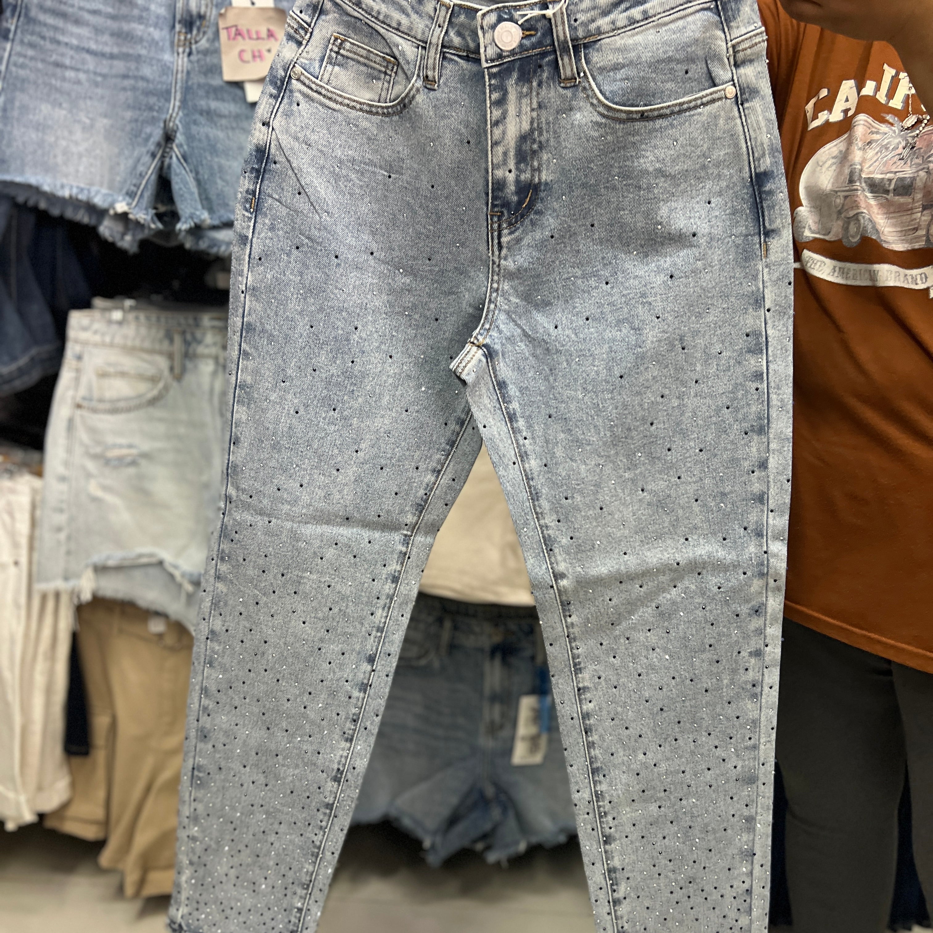 Pantalón Mezclilla Corte Mom Brillos DouX DXD0451