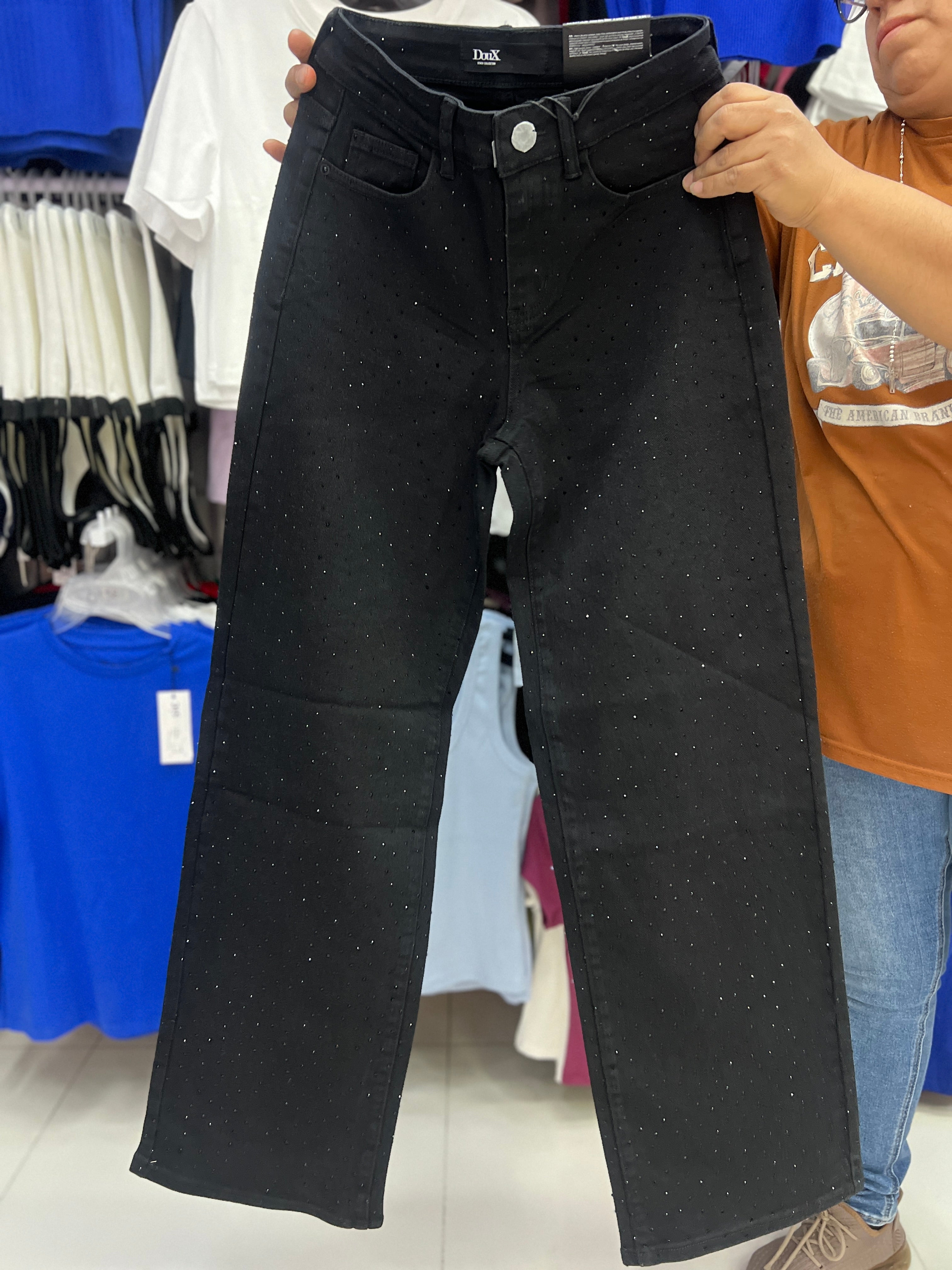 Pantalón Doux Wide Leg Brillos Negro DXD0387