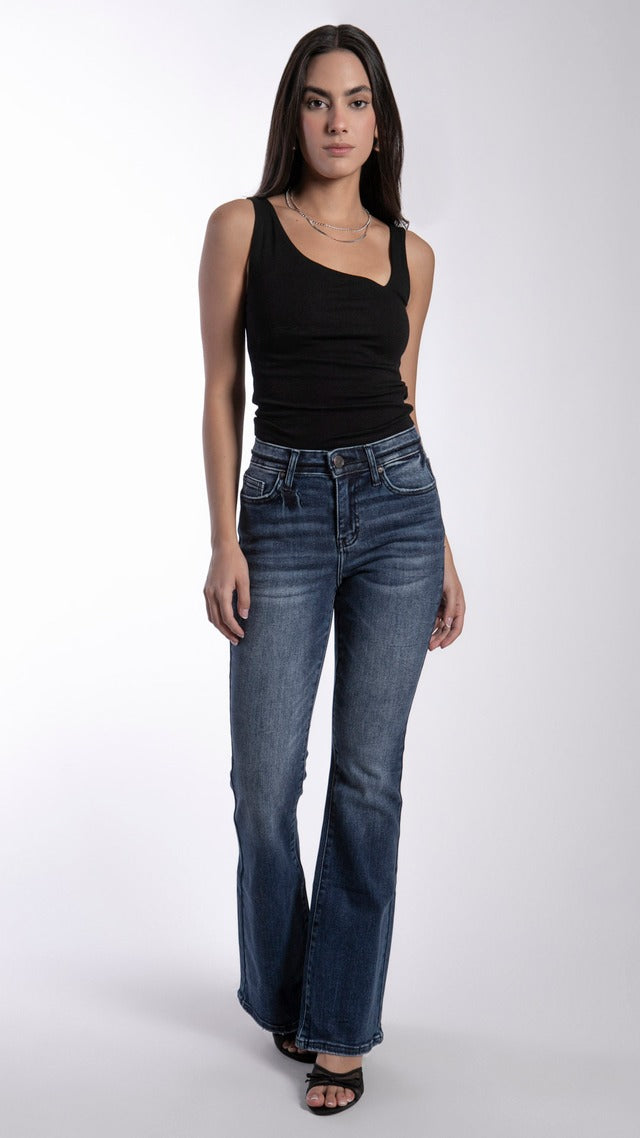 Pantalon BALAM Corte Flare Color Obscuro BL7042