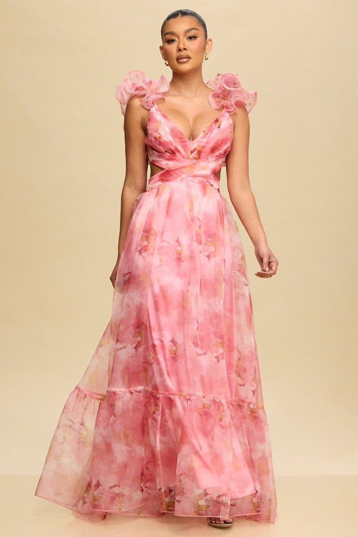 Fluer Ruffle Tiered Gown Luxxel