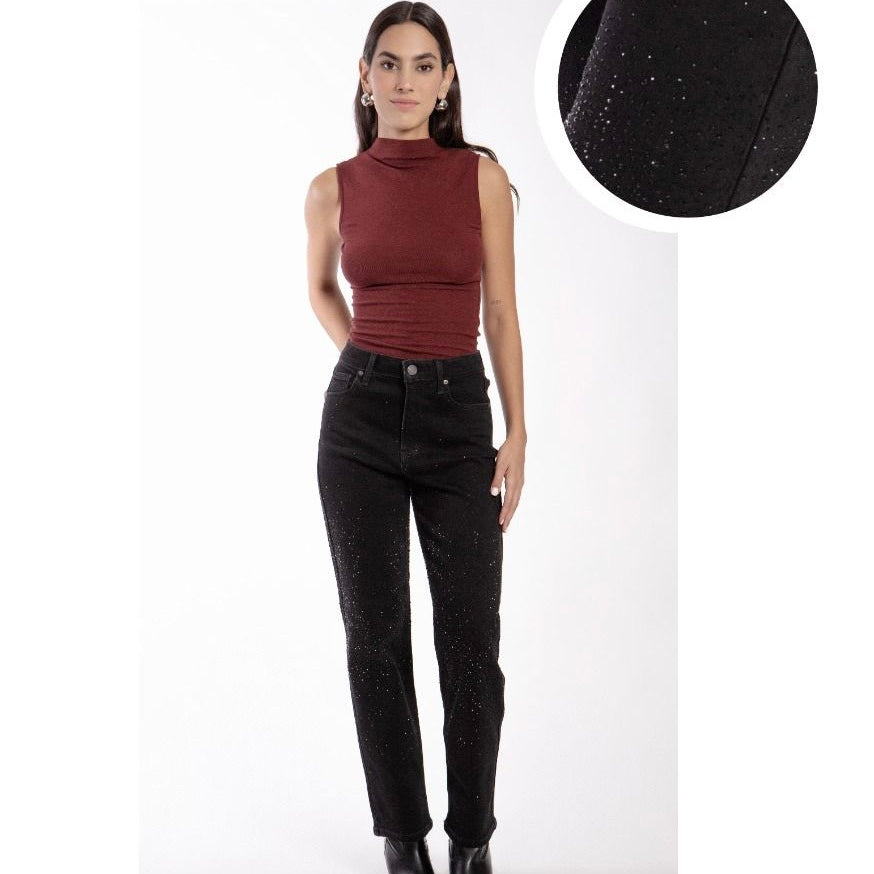 Pantalón Mezclilla Corte Straight Brillos BL7245