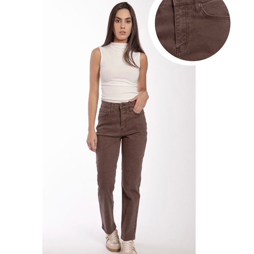 Pantalón Mezclilla Color Straight Color Cafe BL7177