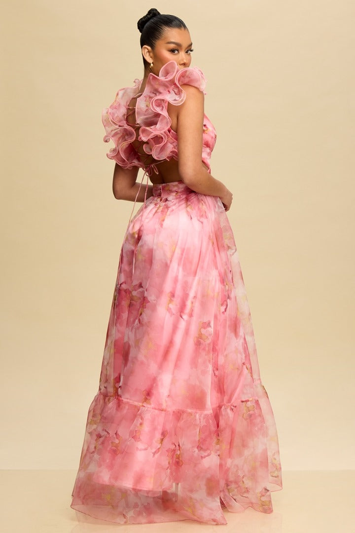 Fluer Ruffle Tiered Gown Luxxel