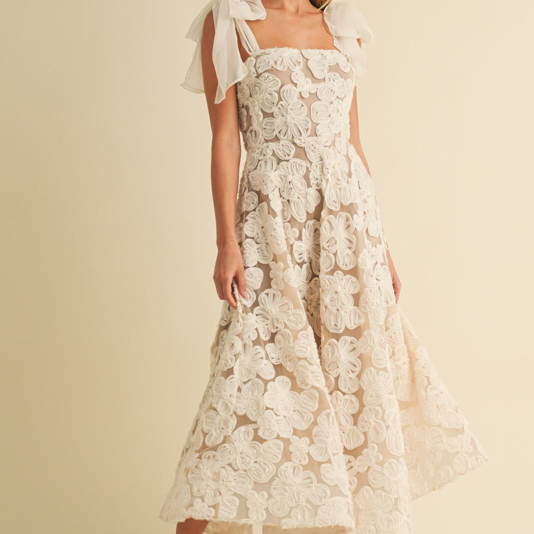 3D Textured Lace Midi Dress Klesis