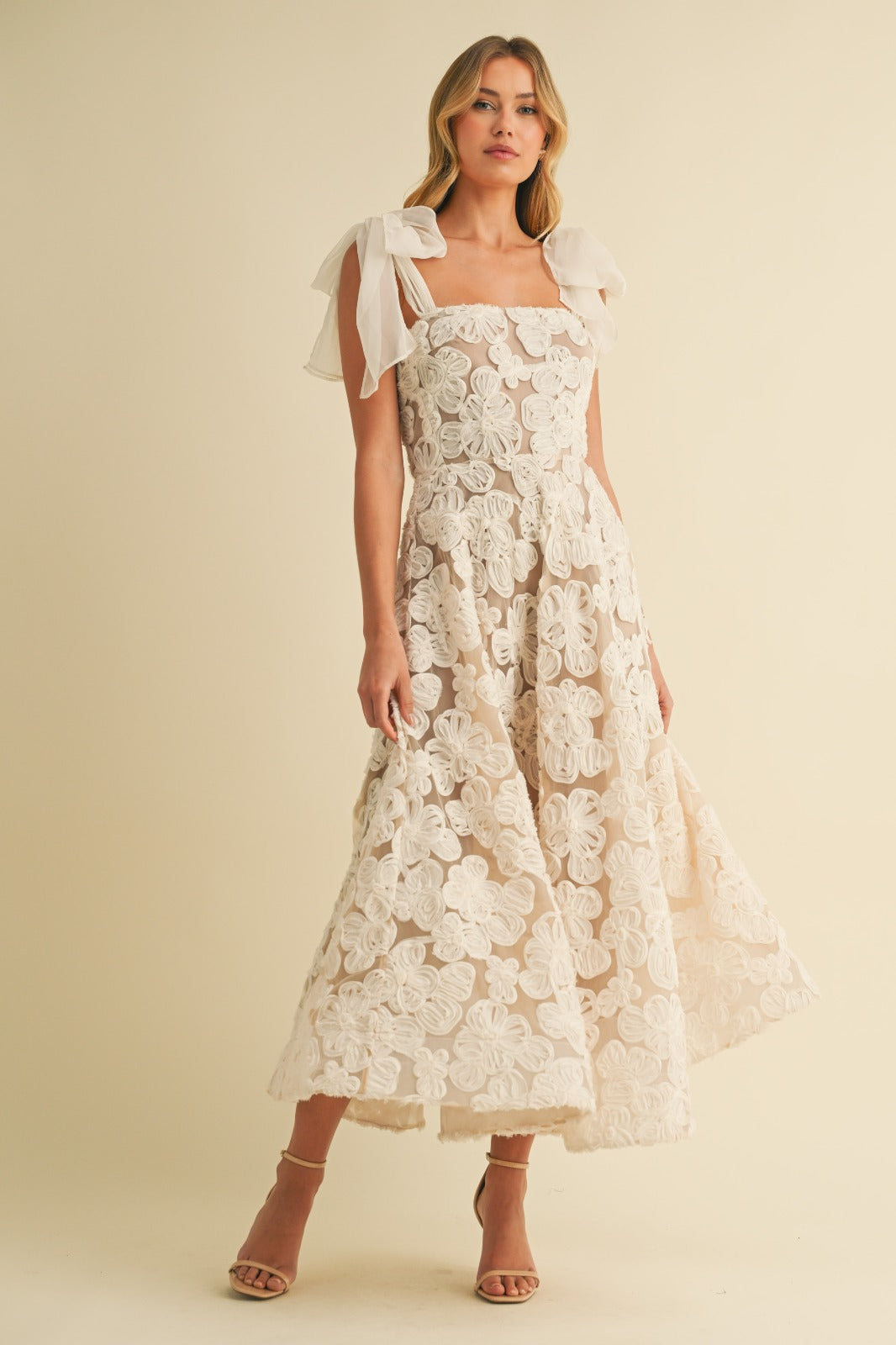 3D Textured Lace Midi Dress Klesis