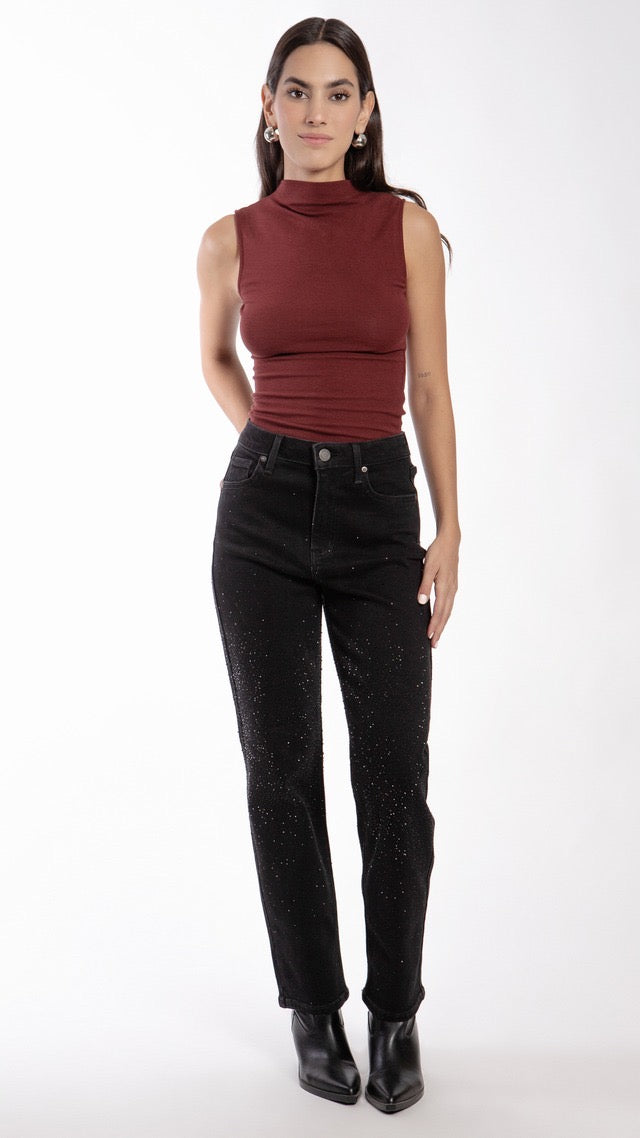 Pantalón Mezclilla Corte Straight Brillos BL7245