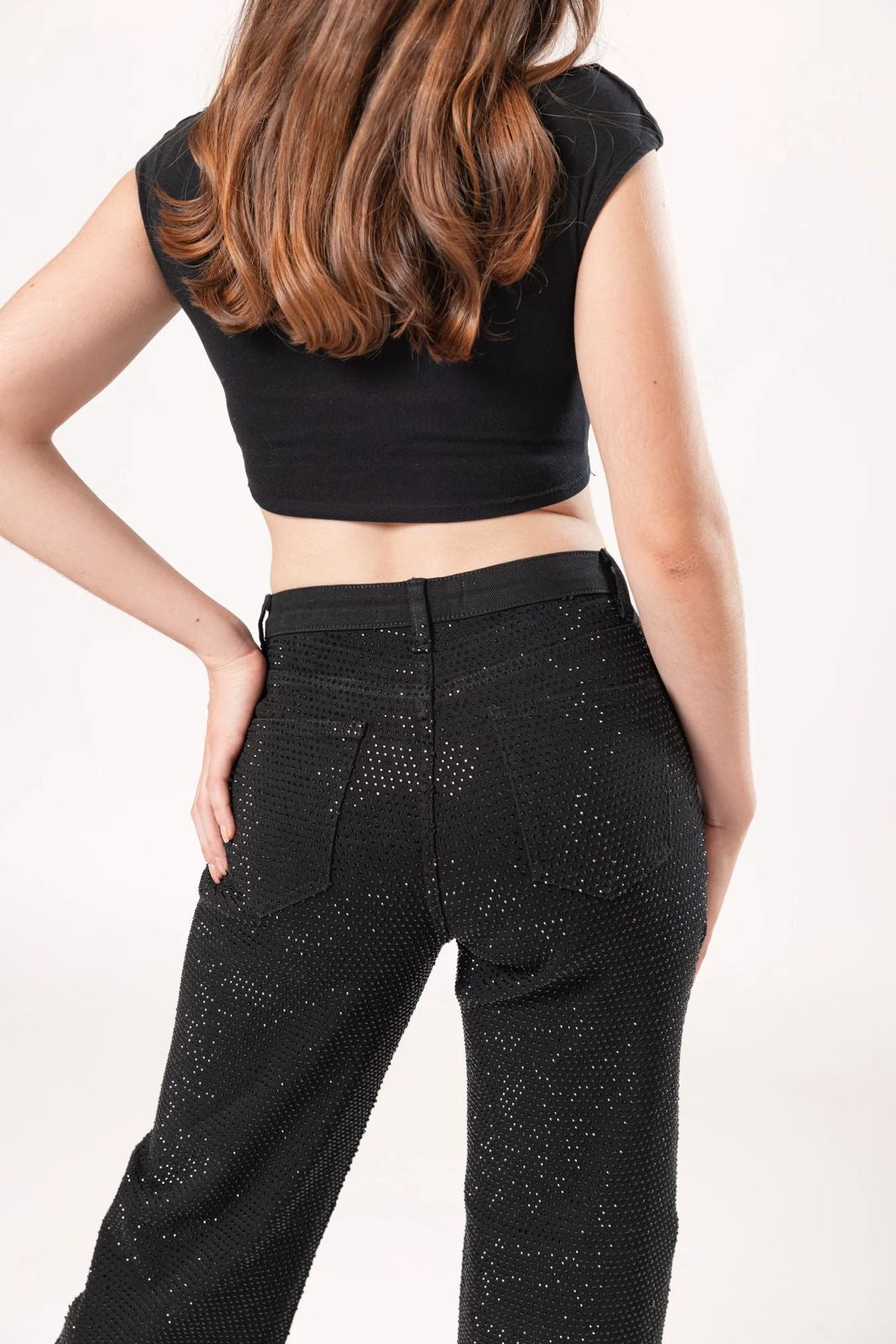 Pantalón de Mujer con Brillos Doux Jeans Wide Leg Modelo DXD0515 ✨