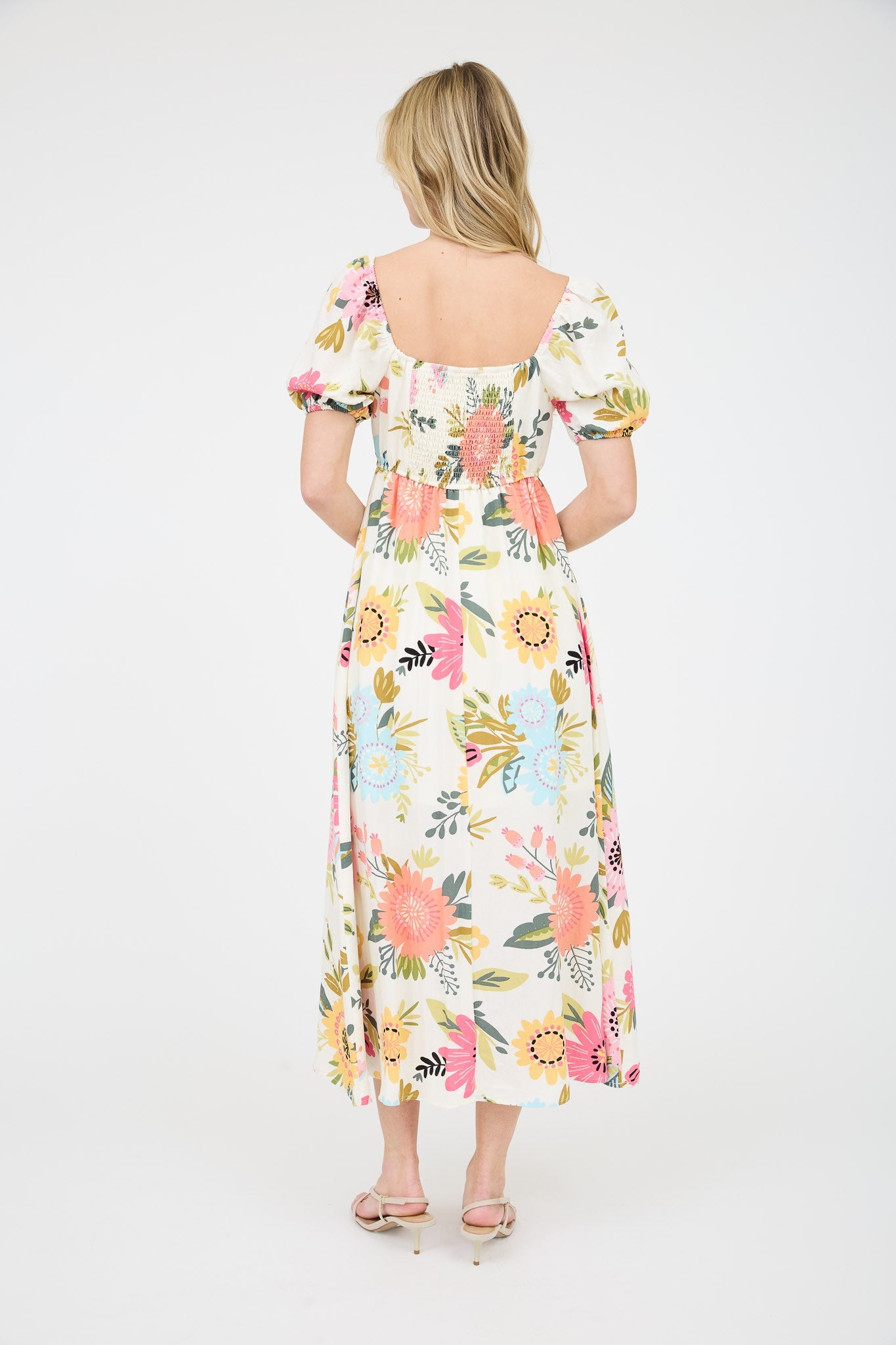 Vestido Corte Midi Floreado Print Blu Pepper