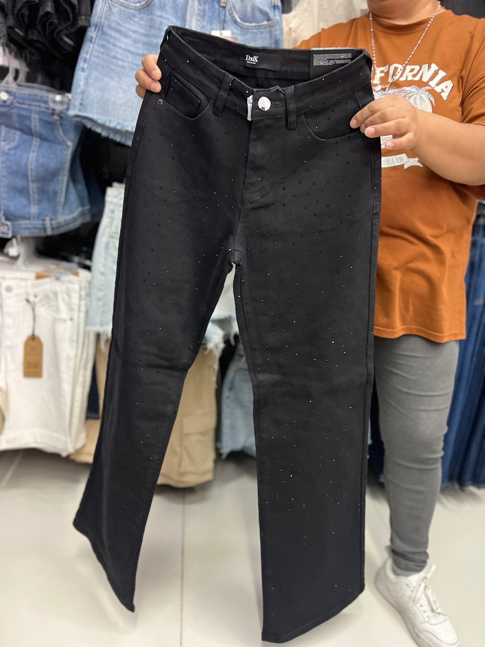 Pantalón Doux Wide Leg Brillos Negro DXD0387