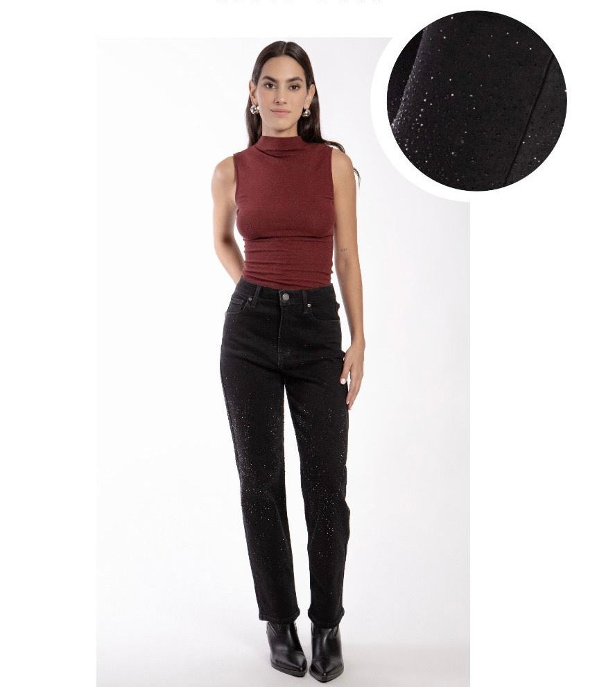 Pantalón Mezclilla Corte Straight Brillos BL7245