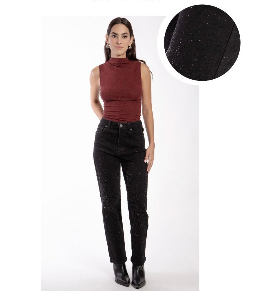 Pantalón Mezclilla Corte Straight Brillos BL7245