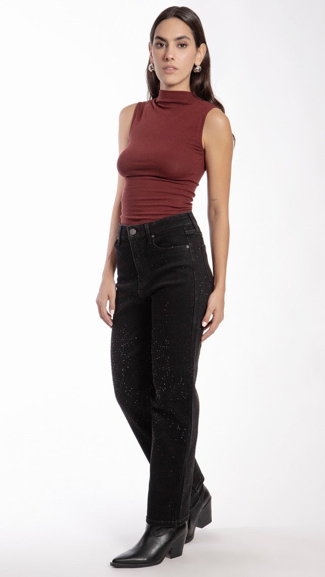 Pantalón Mezclilla Corte Straight Brillos BL7245