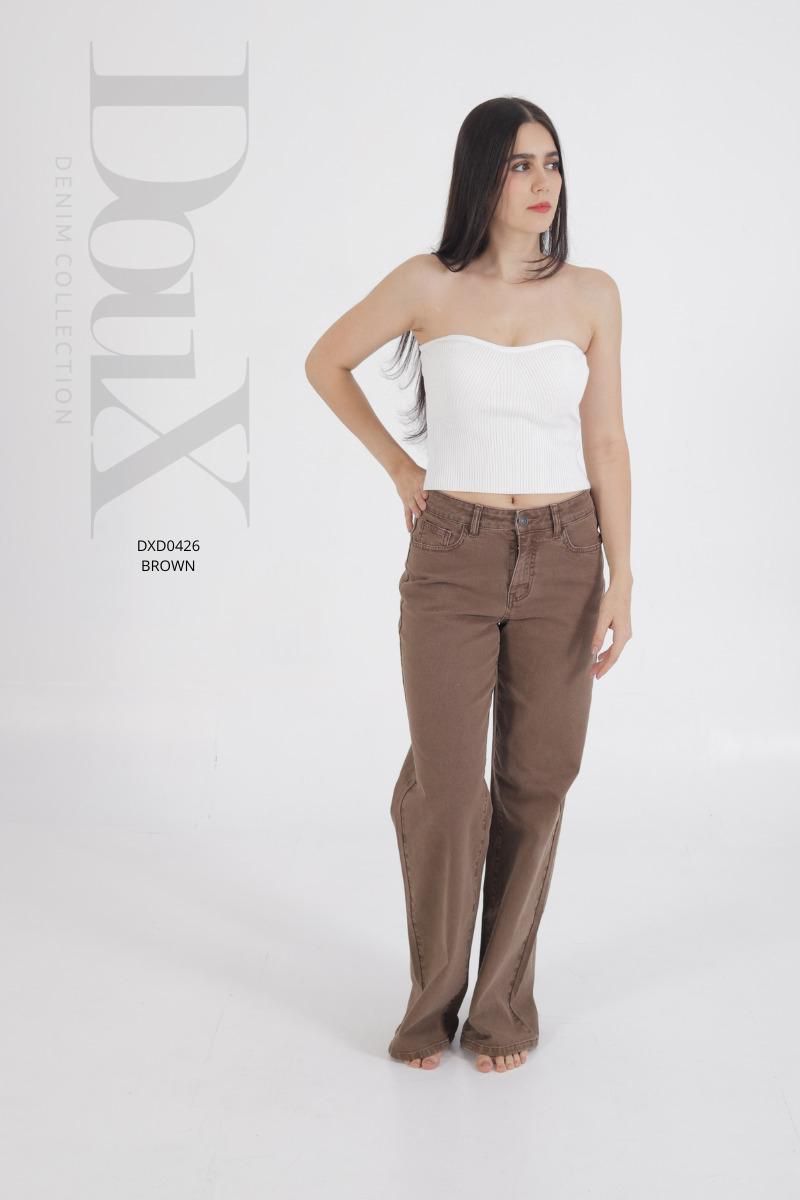Pantalón Mezclilla Corte Wide Leg Liso DouX DXD0426