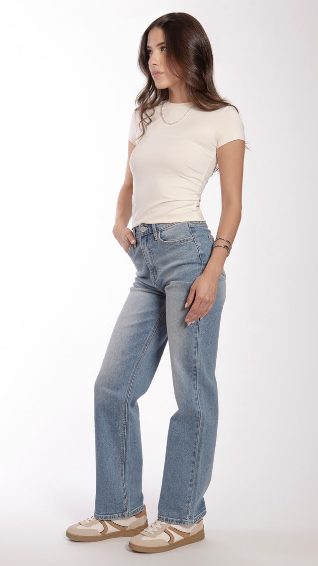 Pantalón Corte Barrel Color Medio BALAM BL7155
